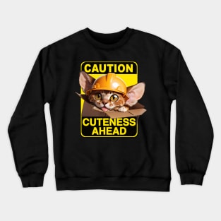 Devon Rex Cat Wearing Hardhat Crewneck Sweatshirt